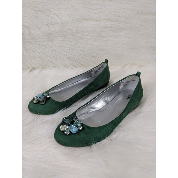 Mossimo Supply Co. Shoes - Mossimo Valma Green Jeweled Flats